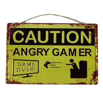 Caution Angry Gamer Sign