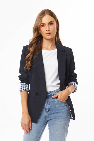 Seeking LOLA  GEORGIE BLAZER Navy Check