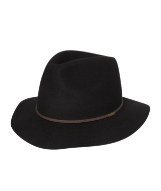 Mens Mid Brim Fedora Rajah BLACK