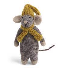 Grey Mouse Yellow Hat & Scarf