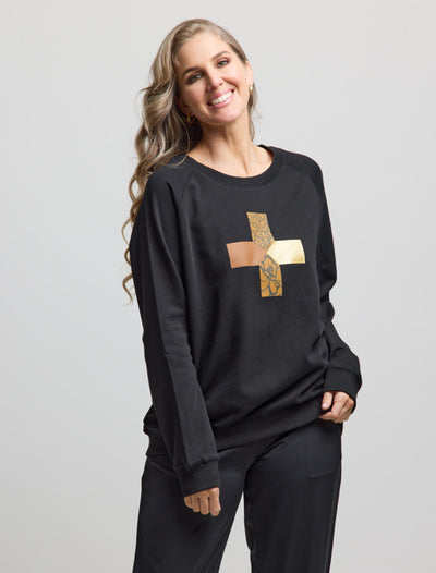 Stella & Gemma  Sweater BRONZE PEONY CROSS LOGO